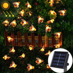 6.5 متر، 30 LED، ضوء أبيض دافئ يعمل بالطاقة الشمسية على شكل نحلة، مصباح سلسلة زخرفي خارجي مع لوحة شمسية 100mA / 1.2V، 30 LED