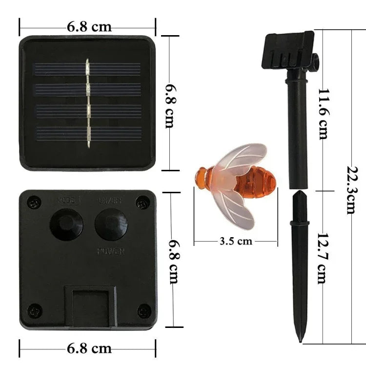 6.5 متر، 30 LED، ضوء أبيض دافئ يعمل بالطاقة الشمسية على شكل نحلة، مصباح سلسلة زخرفي خارجي مع لوحة شمسية 100mA / 1.2V، 30 LED