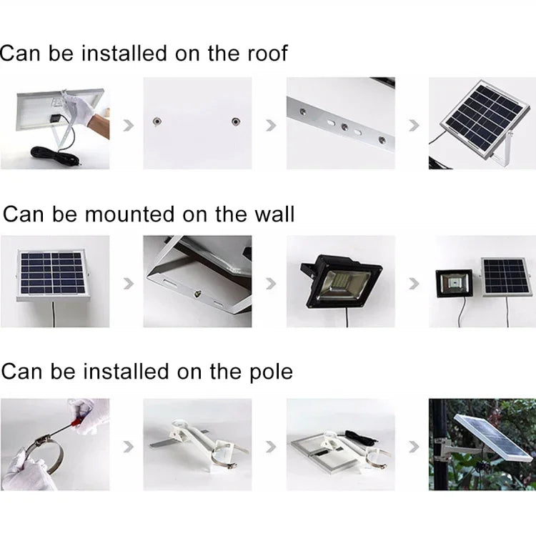 كشاف طاقة شمسية مقاوم للماء IP67 بقوة 30W و170 LED مع تحكم عن بعد، 30W