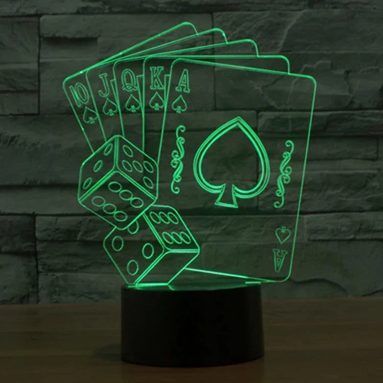 7 Color Discoloration Creative Visual Stereo Lamp Desk Lamp Night Light, Poker Style