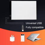 صندوق ضوء تتبع فني LED USB محمول نحيف للغاية بحجم A4 للنسخ مع تحكم في السطوع للفنانين للرسم والتخطيط والرسوم المتحركة وعرض الأشعة السينية، تحكم في السطوع