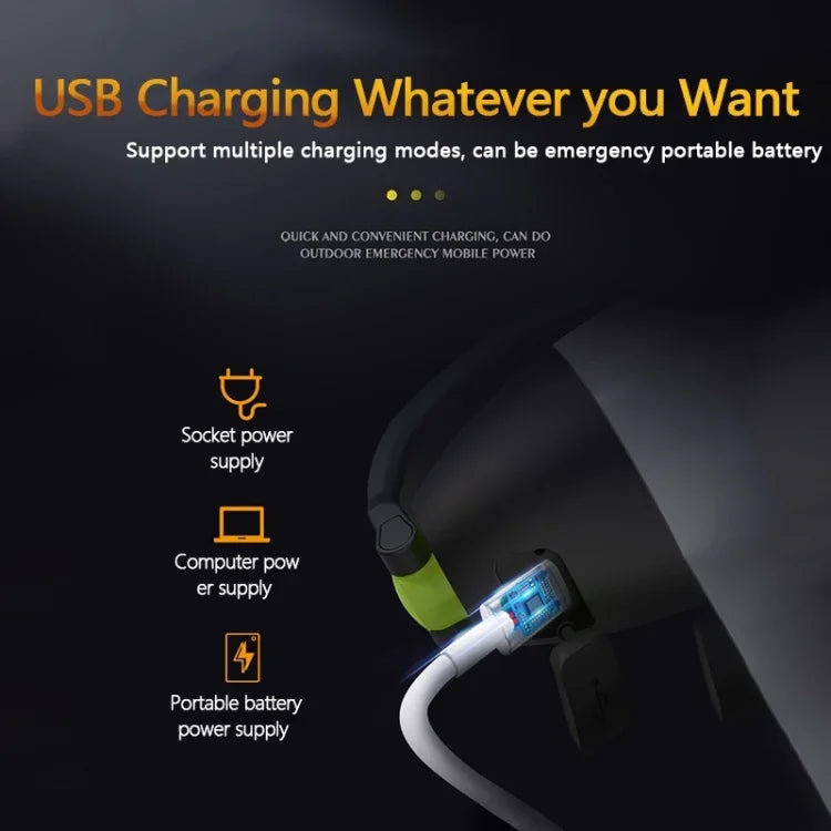مصباح تخييم LED محمول يدوي بشحن USB بقوة 5W مع وظيفة بنك طاقة (أخضر)، LED6908، LED6908L، LED6908R