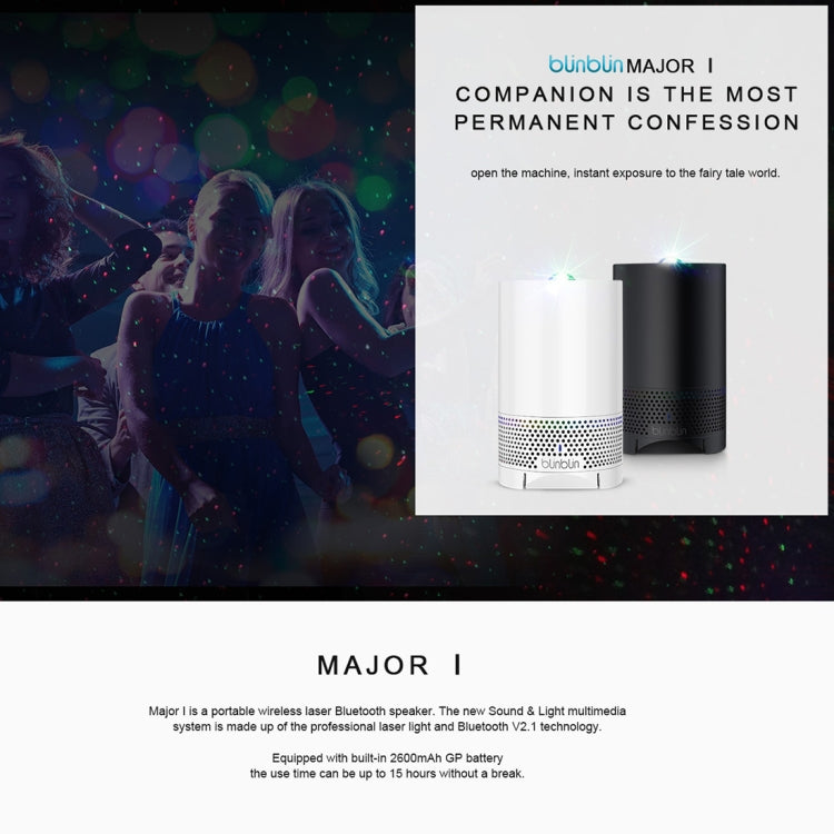 جهاز عرض ليزر RGB محمول Blinblin Major 1 بقوة 6 واط مع مكبر صوت ستيريو بلوتوث