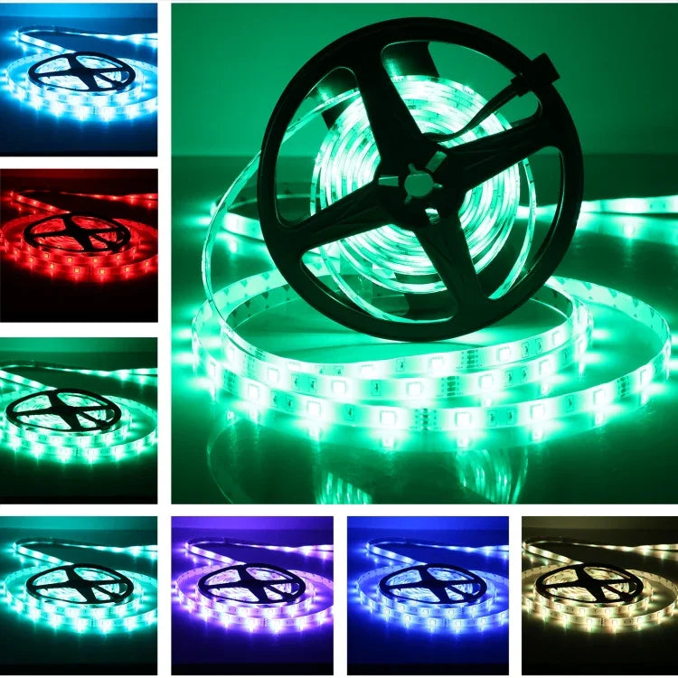 5م 150 مصباح LED SMD 5050 شريط إضاءة RGB مقاوم للماء IP65 مع بلوتوث وجهاز تحكم عن بعد بـ 24 مفتاح، قابس الاتحاد الأوروبي، 5م 150 مصباح LED IP65