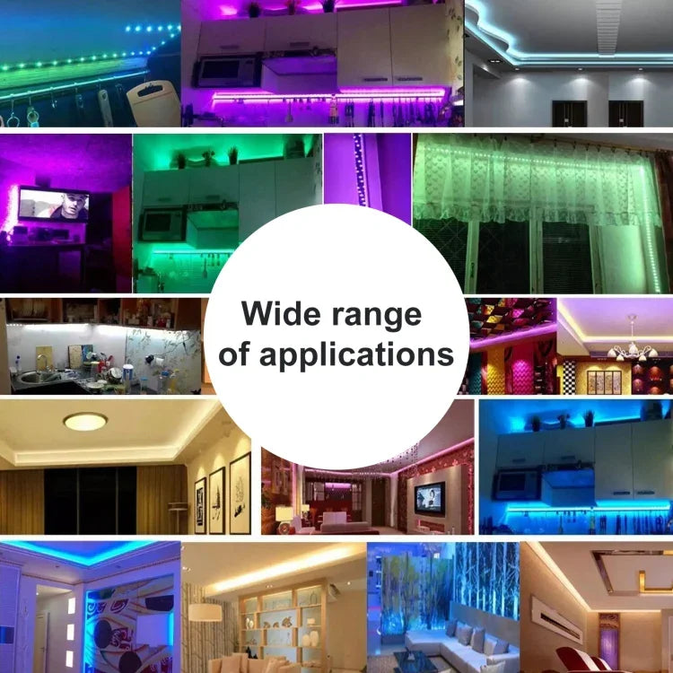 شريط إضاءة RGB مقاوم للماء IP44 بطول 10 م و300 LED SMD 5050 مع جهاز تحكم عن بعد بـ 24 مفتاح، قابس الاتحاد الأوروبي، 10 م 300 LED IP44