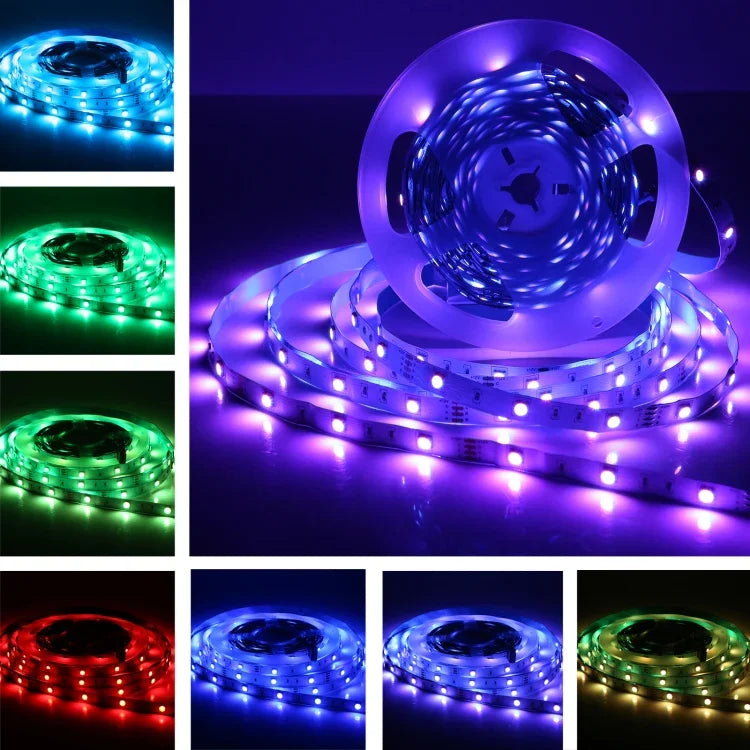 شريط إضاءة RGB مقاوم للماء IP44 بطول 20 م و600 LED SMD 5050 مع جهاز تحكم عن بعد بلوتوث + موسيقى بـ 24 مفتاح، قابس الاتحاد الأوروبي، 20 م 600 LED IP44