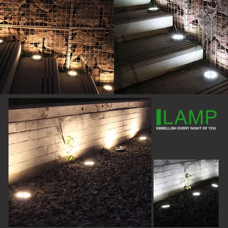 4 قطع مصباح حديقة مقاوم للماء IP65 يعمل بالطاقة الشمسية مع 8 LED، مصباح كشاف مدفون للفيلا والحديقة والعشب