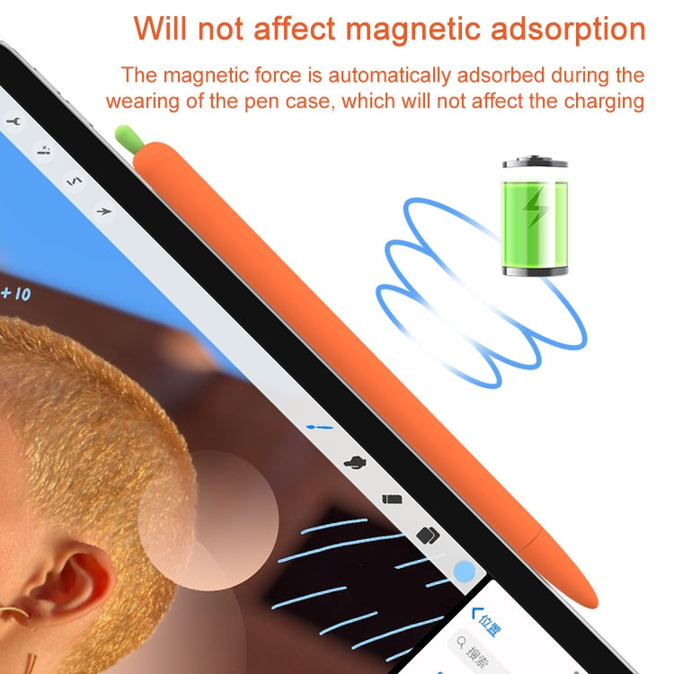 LOVE MEI غطاء حماية سيليكون لقلم Apple Pencil 1 على شكل جزرة، لقلم Apple Pencil 1