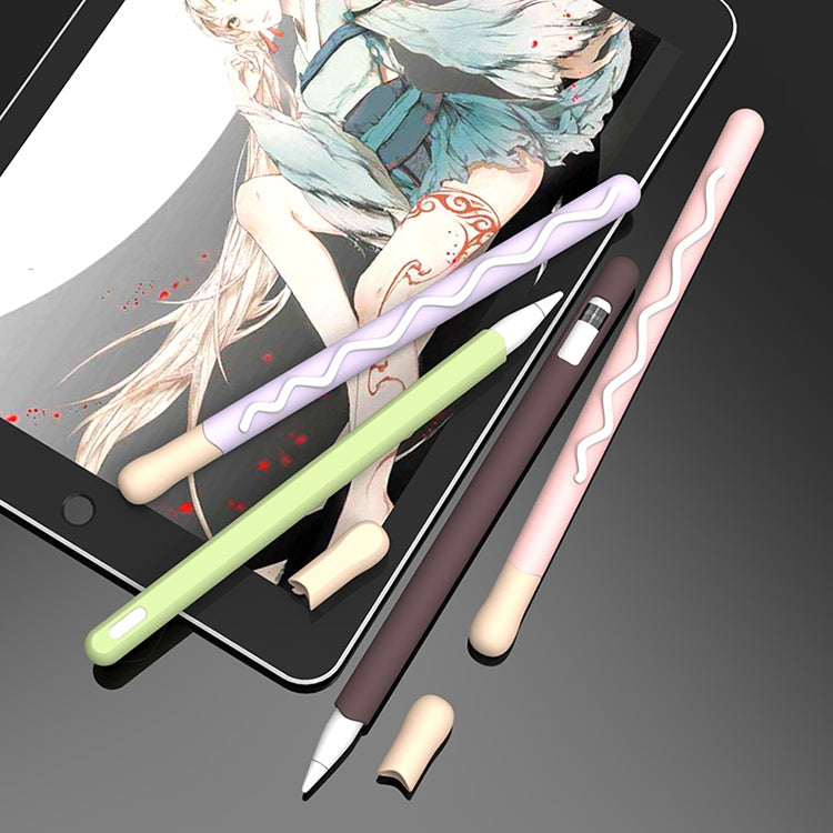 LOVE MEI غطاء حماية سيليكون لقلم Apple Pencil 2 بتصميم خطوط، لقلم Apple Pencil 2
