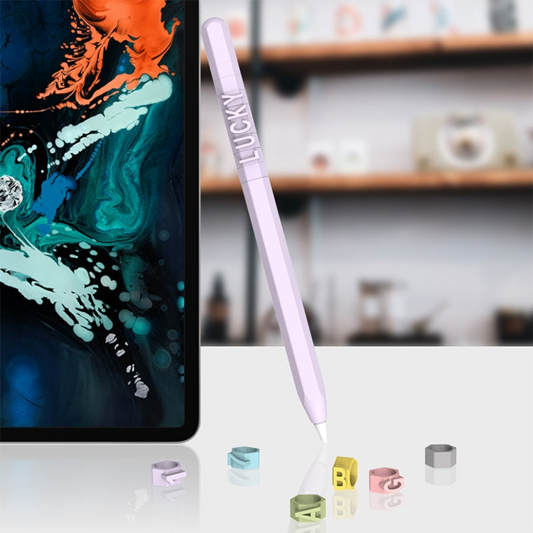 LOVE MEI غطاء حماية سيليكون لقلم Apple Pencil 1 بتصميم أرقام وحروف، لقلم Apple Pencil 1