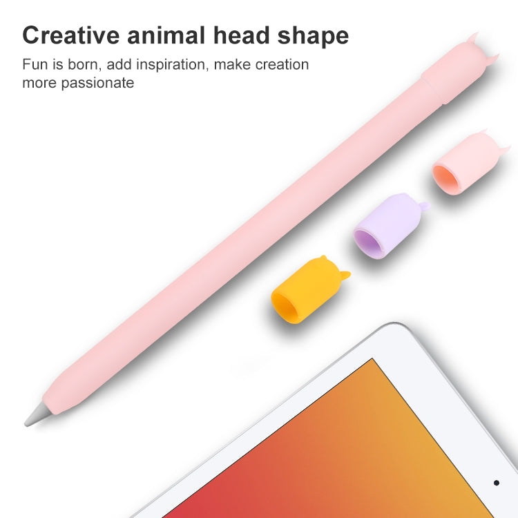 غطاء حماية سيليكون كرتوني على شكل حيوان لقلم اللمس 4 في 1 لـ Apple Pencil 2، لـ Apple Pencil 2