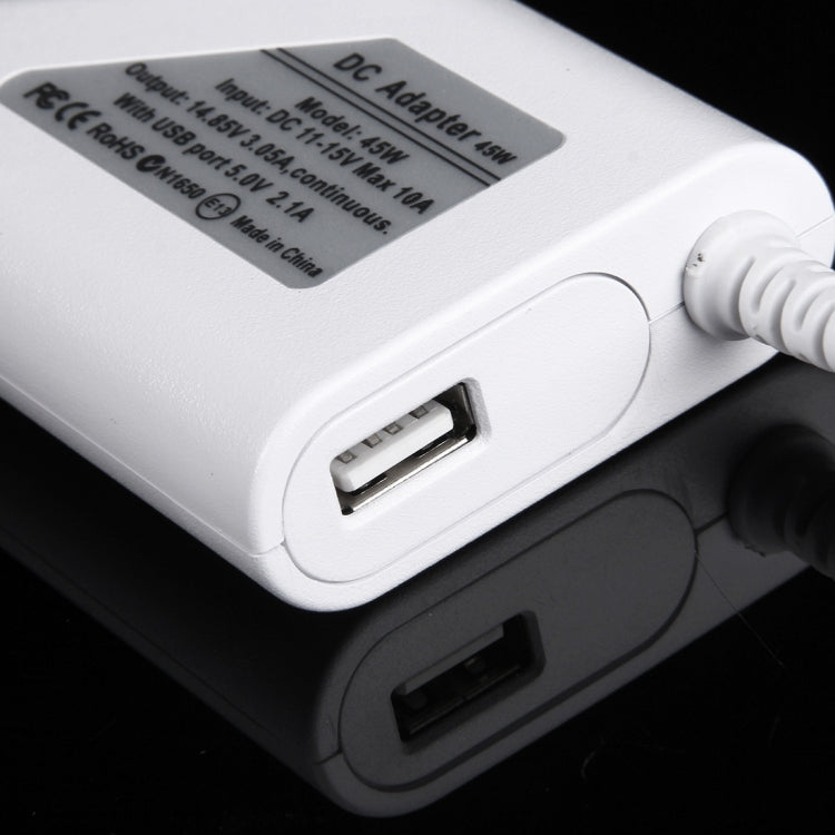 شاحن سيارة MagSafe 2 بقوة 45 واط 14.85 فولت 3.05 أمبير، 5 دبابيس على شكل T مع منفذ USB واحد لأجهزة Apple MacBook A1466 / A1436 / A1465 / A1435 / MD224 / MD231 / MD761 / MD711، الطول: 1.7 متر، 45 واط 14.85 فولت 3.05 أمبير