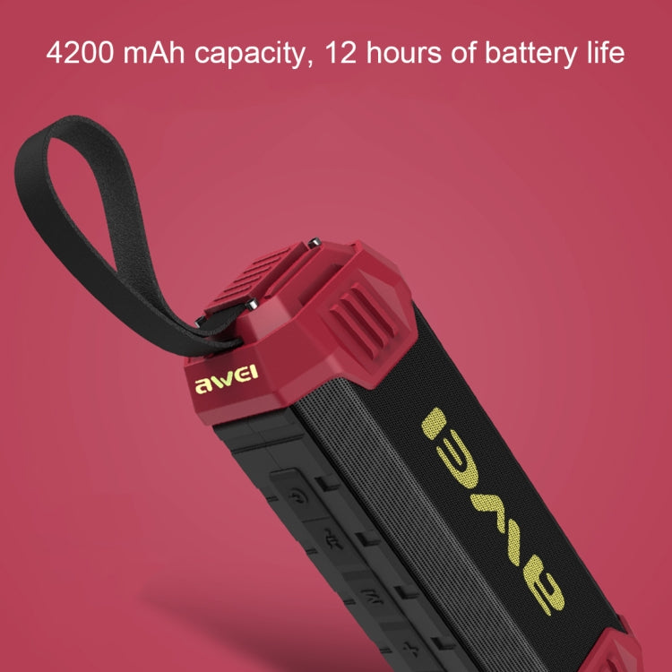 مكبر صوت بلوتوث awei Y280 مقاوم للماء IPX4 وبنك طاقة مع صوت جهير معزز، ميكروفون مدمج، يدعم FM / USB / بطاقة TF / AUX، Y280