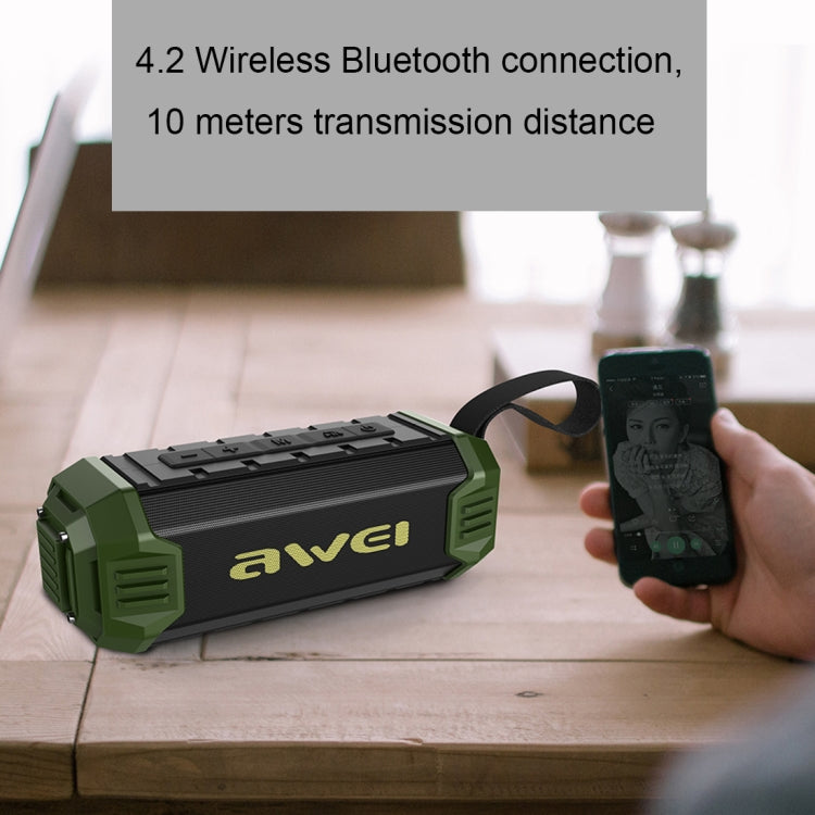 مكبر صوت بلوتوث awei Y280 مقاوم للماء IPX4 وبنك طاقة مع صوت جهير معزز، ميكروفون مدمج، يدعم FM / USB / بطاقة TF / AUX، Y280