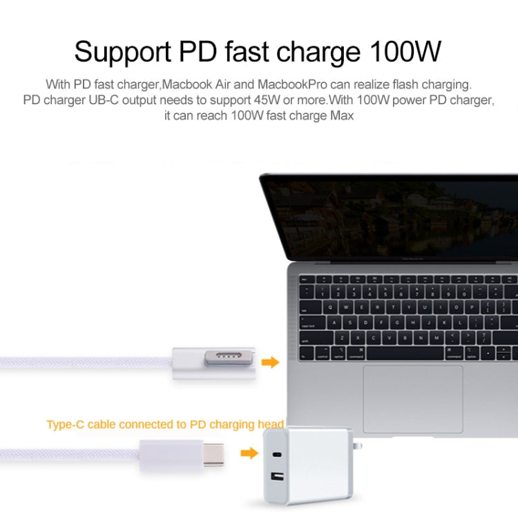 كابل شحن 45W / 65W / 85W / 100W ماجسيف 2 بخمسة دبابيس (على شكل T) إلى USB-C / Type-C PD، 45W / 65W / 85W / 100W MagSafe 2