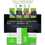 بطاقة ذاكرة Richwell 32 جيجابايت فئة 10 عالية السرعة Micro SD (TF)، 32 جيجابايت