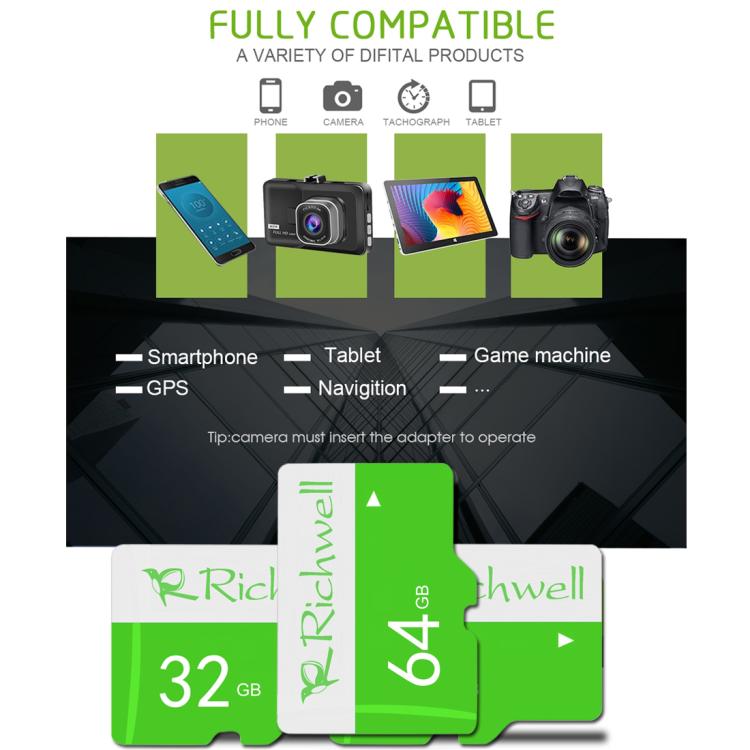 بطاقة ذاكرة Richwell 32 جيجابايت فئة 10 عالية السرعة Micro SD (TF)، 32 جيجابايت