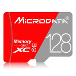 بطاقة ذاكرة MICRODATA 128GB Class10 TF (Micro SD) باللونين الأحمر والرمادي، 128GB