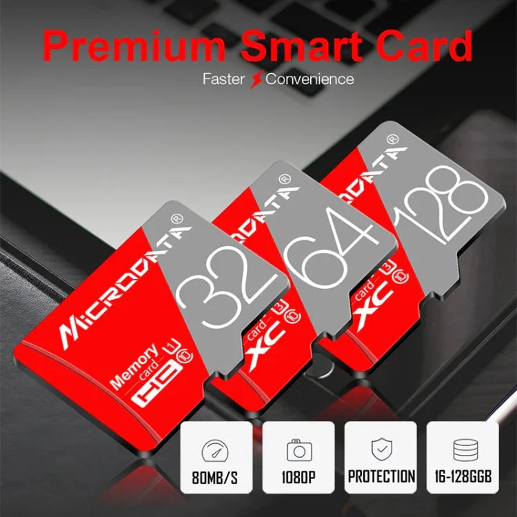 بطاقة ذاكرة MICRODATA 128GB Class10 TF (Micro SD) باللونين الأحمر والرمادي، 128GB