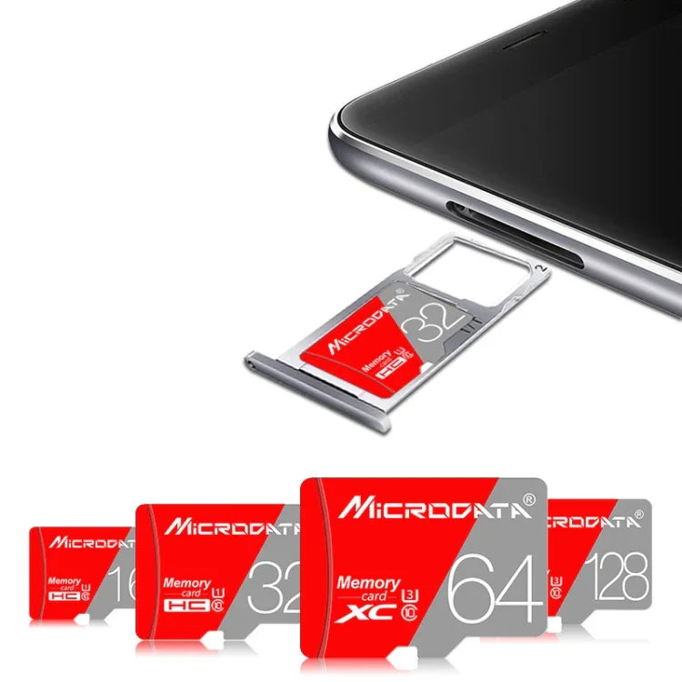 بطاقة ذاكرة MICRODATA 128GB Class10 TF (Micro SD) باللونين الأحمر والرمادي، 128GB