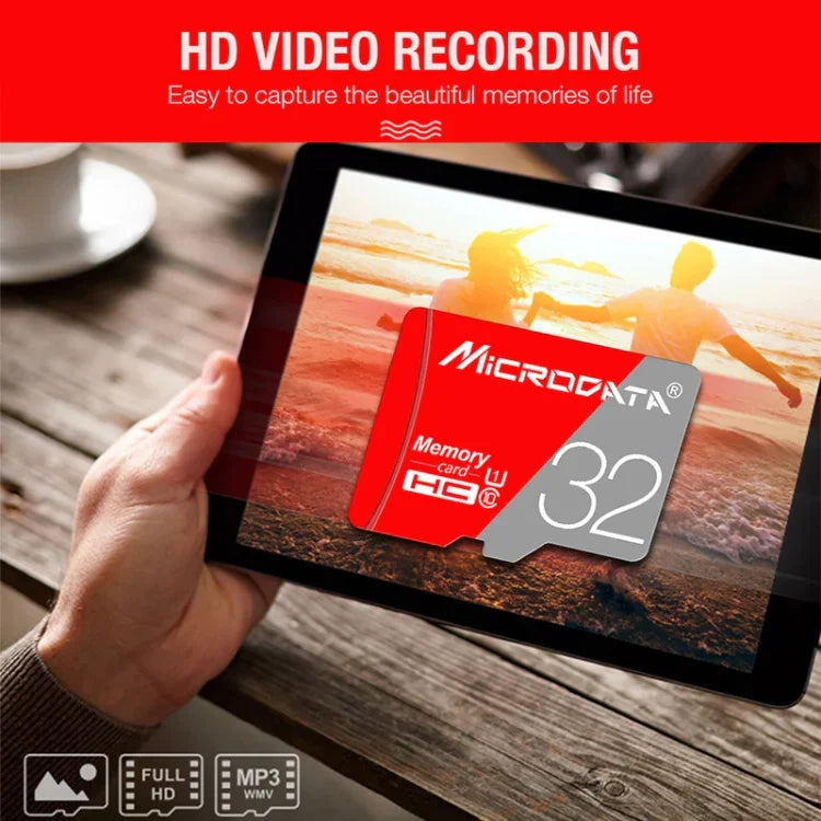 بطاقة ذاكرة MICRODATA 128GB Class10 TF (Micro SD) باللونين الأحمر والرمادي، 128GB