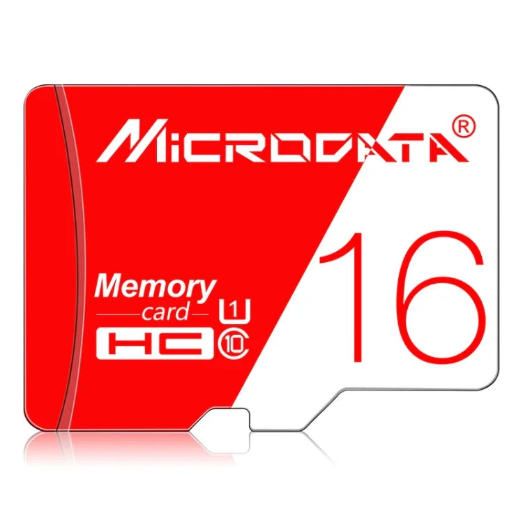 بطاقة ذاكرة MICRODATA 16GB عالية السرعة U1 TF (Micro SD) باللونين الأحمر والأبيض، 16GB