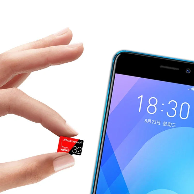 بطاقة ذاكرة TF (ميكرو إس دي) حمراء وسوداء عالية السرعة U3 من MICRODATA بسعة 64 جيجابايت