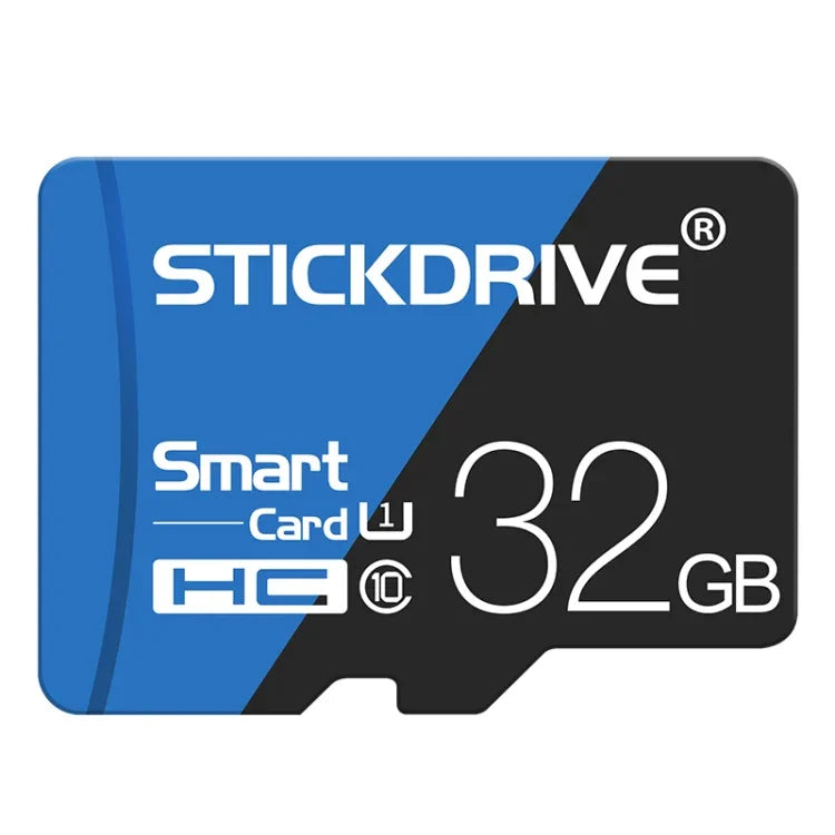 بطاقة ذاكرة TF (ميكرو إس دي) زرقاء وسوداء عالية السرعة U1 من STICKDRIVE بسعة 32 جيجابايت