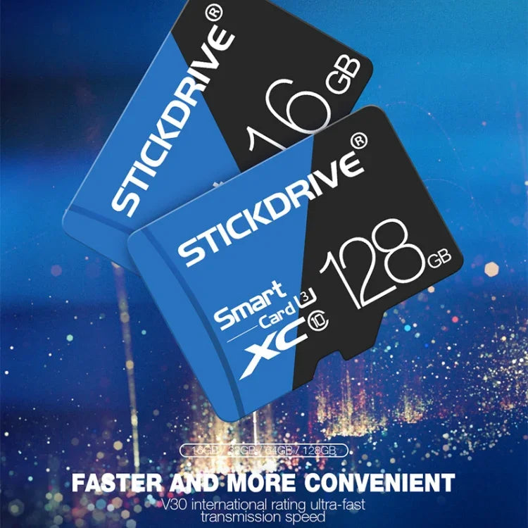 بطاقة ذاكرة TF (ميكرو إس دي) زرقاء وسوداء عالية السرعة U1 من STICKDRIVE بسعة 32 جيجابايت