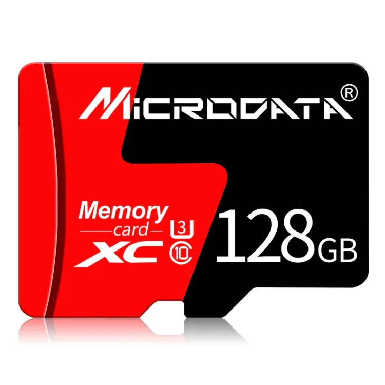 بطاقة ذاكرة TF (ميكرو إس دي) حمراء وسوداء U3 من MICRODATA بسعة 128 جيجابايت