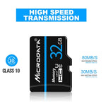 بطاقة ذاكرة MICRODATA TF (Micro SD) سعة 16 جيجابايت U1 بالخط الأزرق والأسود، 16 جيجابايت
