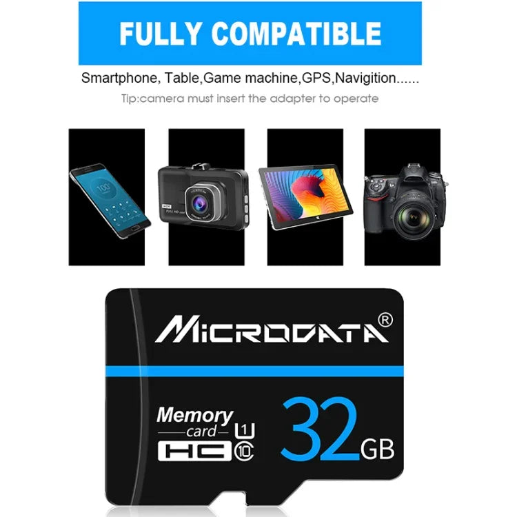 بطاقة ذاكرة MICRODATA TF (Micro SD) سعة 128 جيجابايت U3 بالخط الأزرق والأسود، 128 جيجابايت