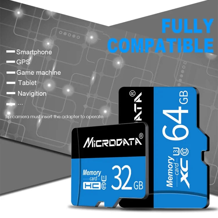 بطاقة ذاكرة MICRODATA TF (Micro SD) سعة 16 جيجابايت U1 باللونين الأزرق والأسود، 16 جيجابايت