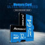 بطاقة ذاكرة MICRODATA TF (Micro SD) سعة 128 جيجابايت U3 باللونين الأزرق والأسود، 128 جيجابايت