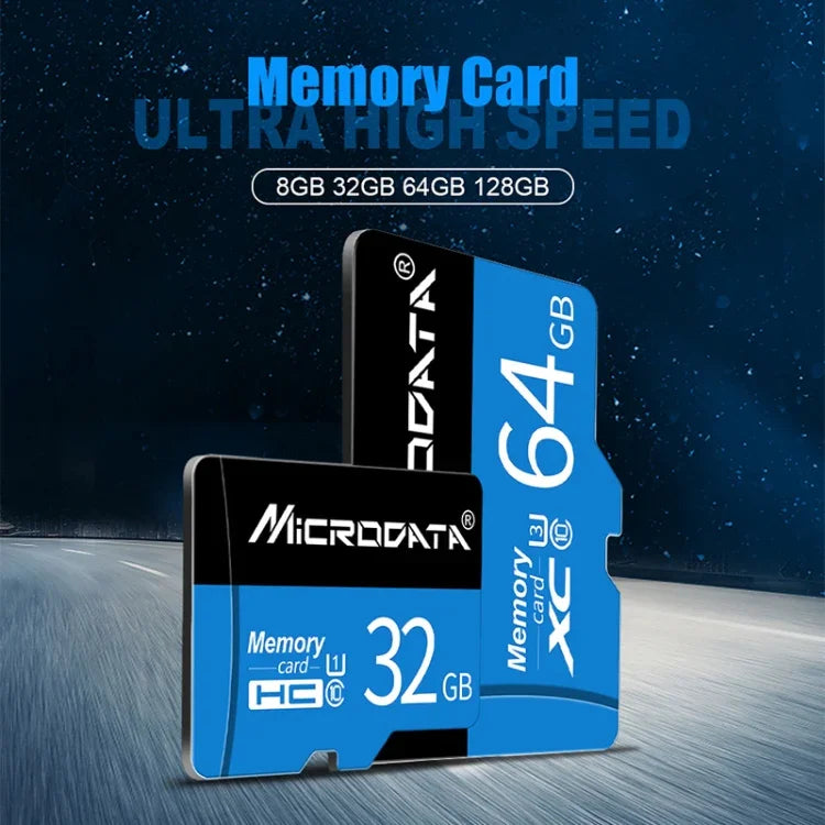 بطاقة ذاكرة MICRODATA TF (Micro SD) سعة 128 جيجابايت U3 باللونين الأزرق والأسود، 128 جيجابايت