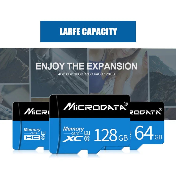 بطاقة ذاكرة MICRODATA TF (Micro SD) سعة 128 جيجابايت U3 باللونين الأزرق والأسود، 128 جيجابايت