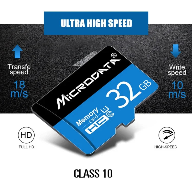 بطاقة ذاكرة MICRODATA TF (Micro SD) سعة 128 جيجابايت U3 باللونين الأزرق والأسود، 128 جيجابايت