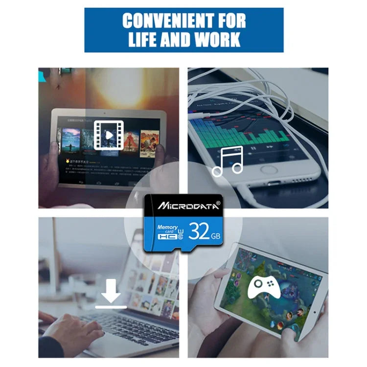 بطاقة ذاكرة MICRODATA TF (Micro SD) سعة 128 جيجابايت U3 باللونين الأزرق والأسود، 128 جيجابايت