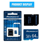بطاقة ذاكرة MICRODATA TF (Micro SD) سعة 64 جيجابايت U3 باللون الأزرق، 64 جيجابايت