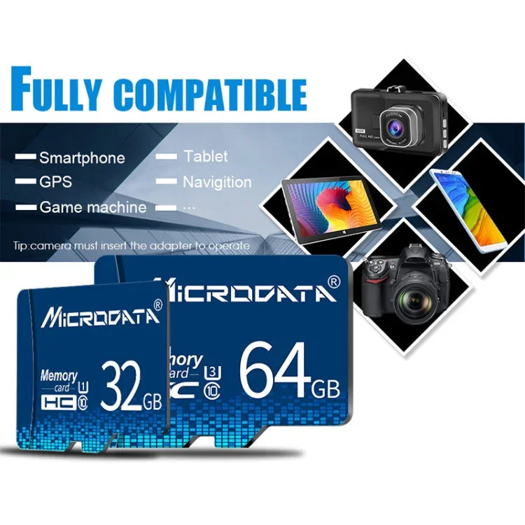 بطاقة ذاكرة MICRODATA TF (Micro SD) سعة 64 جيجابايت U3 باللون الأزرق، 64 جيجابايت