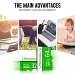 بطاقة ذاكرة MICRODATA 16 جيجابايت U1 خضراء وبيضاء TF (ميكرو إس دي)، 16 جيجابايت