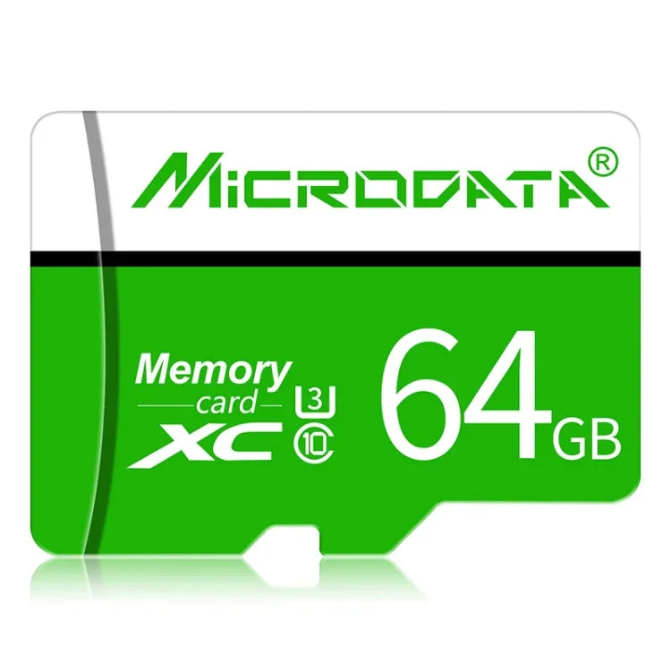 بطاقة ذاكرة MICRODATA 64GB U3 خضراء وبيضاء TF (Micro SD)، 64GB