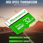 بطاقة ذاكرة MICRODATA 128GB U3 خضراء وبيضاء TF (Micro SD)، 128GB