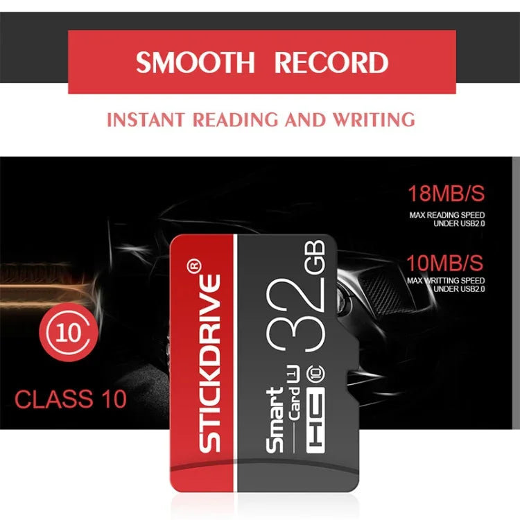 بطاقة ذاكرة STICKDRIVE 16GB U1 بخط أبيض وأحمر وأسود TF (Micro SD)، 16GB