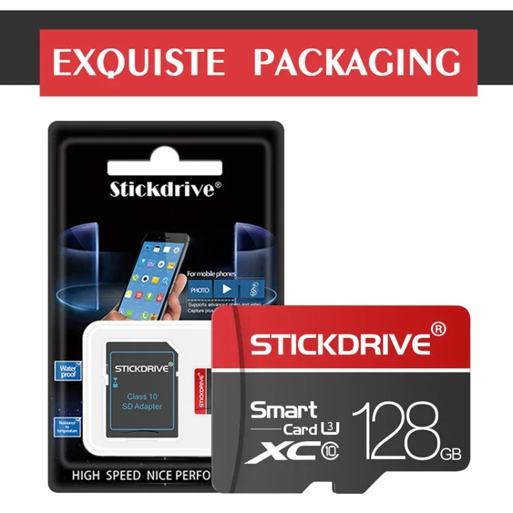 بطاقة ذاكرة STICKDRIVE 128GB U3 بخط أبيض وأحمر وأسود TF (Micro SD)، 128GB