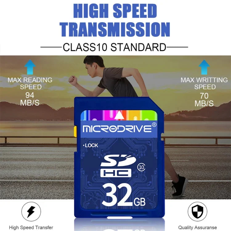 بطاقة ذاكرة Microdrive 32GB عالية السرعة فئة 10 SD لجميع الأجهزة الرقمية المزودة بفتحة بطاقة SD، 32GB