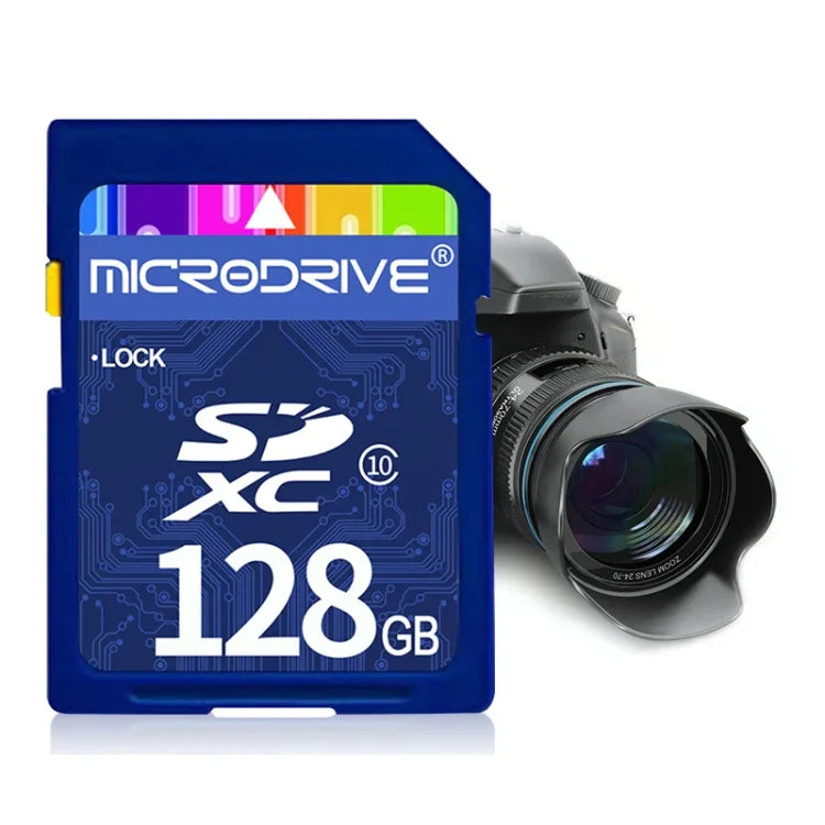 بطاقة ذاكرة Microdrive 128GB عالية السرعة فئة 10 SD لجميع الأجهزة الرقمية المزودة بفتحة بطاقة SD، 128GB