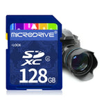 بطاقة ذاكرة Microdrive 128GB عالية السرعة فئة 10 SD لجميع الأجهزة الرقمية المزودة بفتحة بطاقة SD، 128GB