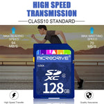 بطاقة ذاكرة Microdrive 128GB عالية السرعة فئة 10 SD لجميع الأجهزة الرقمية المزودة بفتحة بطاقة SD، 128GB