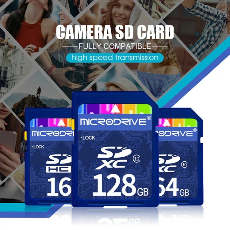 بطاقة ذاكرة Microdrive 128GB عالية السرعة فئة 10 SD لجميع الأجهزة الرقمية المزودة بفتحة بطاقة SD، 128GB
